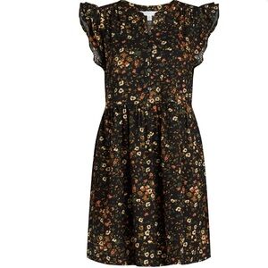 Time and Tru Orange Brown Flutter Sleeve Midi Sundress